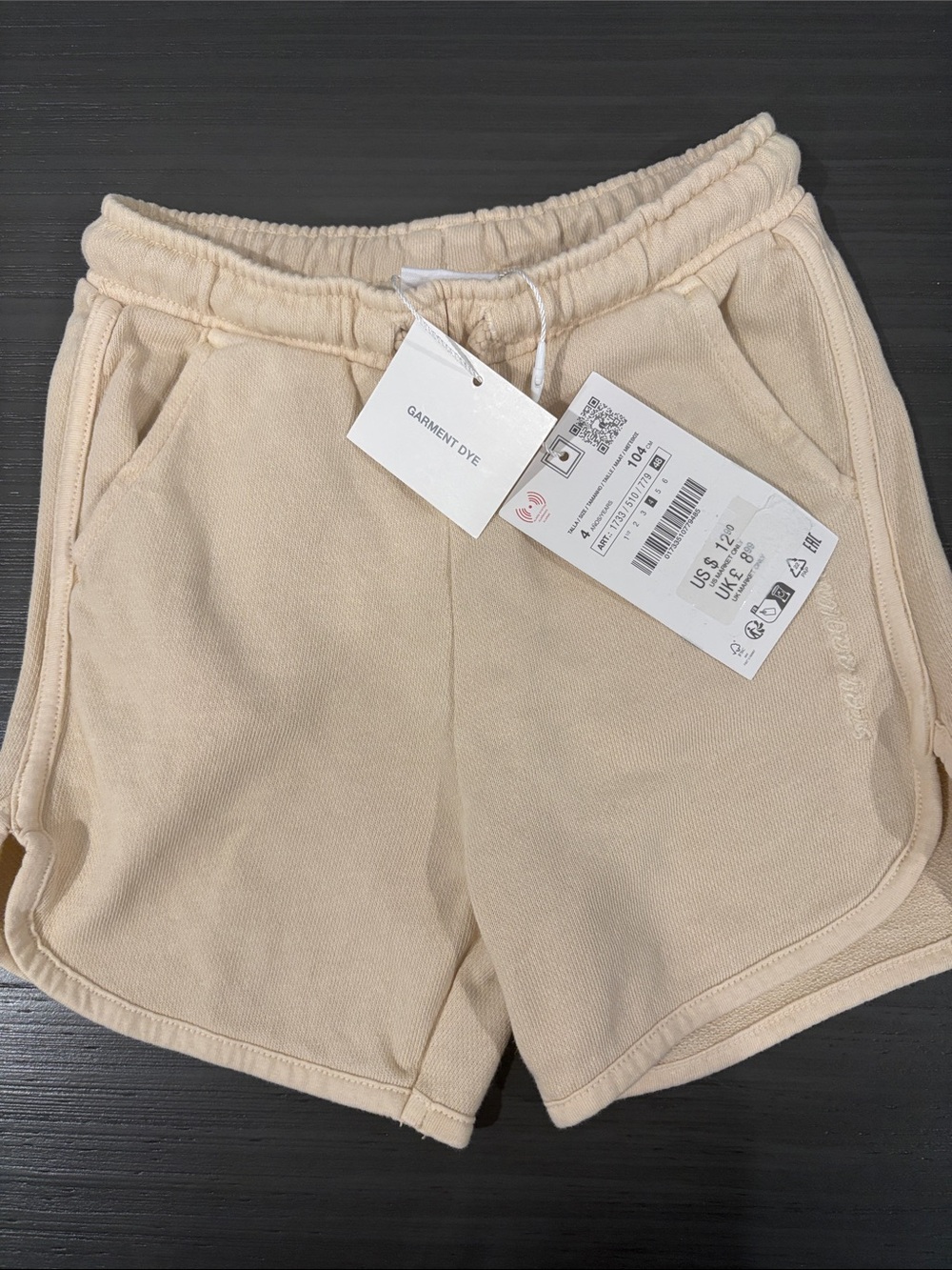 NWT Zara Cream Casual Drawstring Boys Shorts Size 4